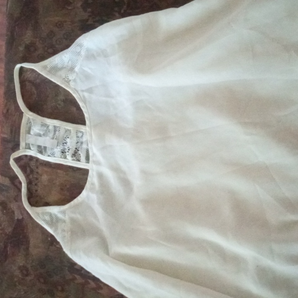 Dressed up or dressed down beige classy top size med.